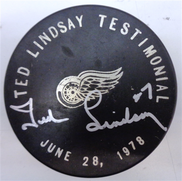 Ted Lindsay Autographed 1978 Testimonial Dinner Puck