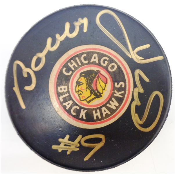 Bobby Hull Autographed Vintage Black Hawks Game Puck