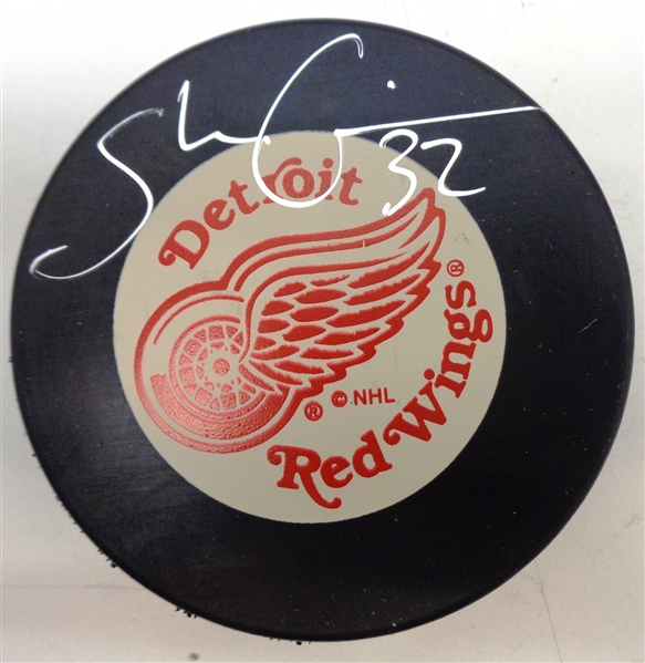 Stu Grimson Autographed Red Wings Puck