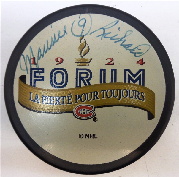 Maurice Richard Autographed Montreal Forum Puck