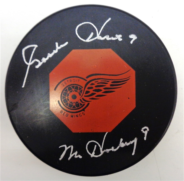 Gordie Howe Autographed Red Wings Replica Puck