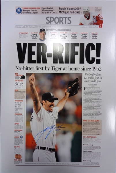 Lot Detail Justin Verlander Autographed 16x24 No Hitter Poster