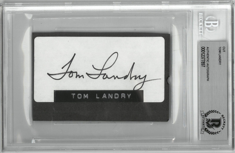 Tom Landry Autographed 2x3 Cut Signature