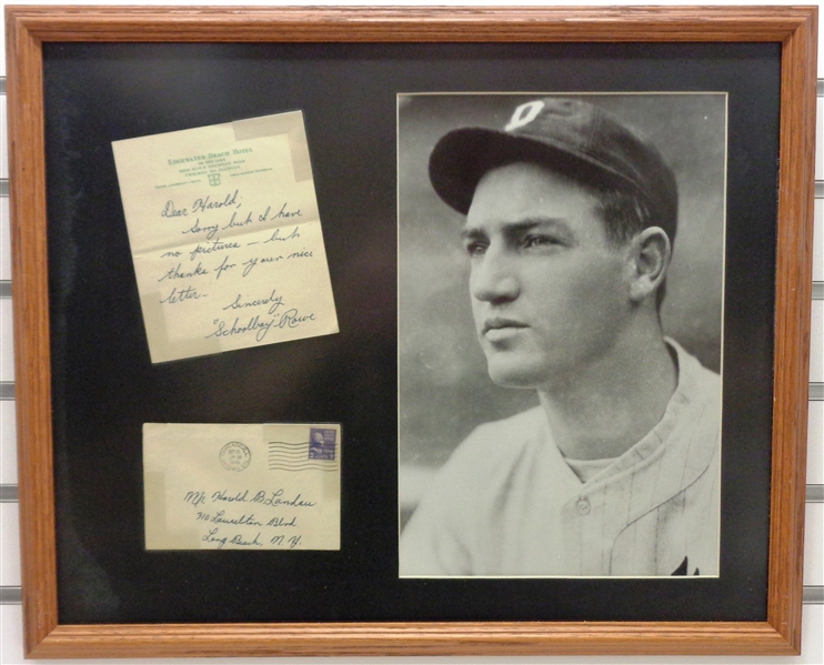 Schoolboy Rowe Autographed Vintage Letter Framed w/ Photo