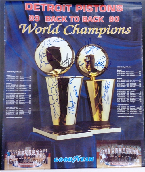 Detroit Pistons 1989/1990 Team Signed 18x24 Poster