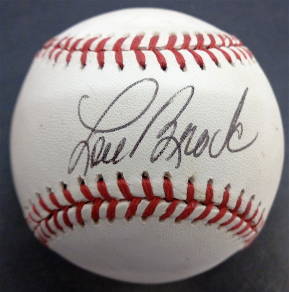 Lou Brock Autographed Baseball
