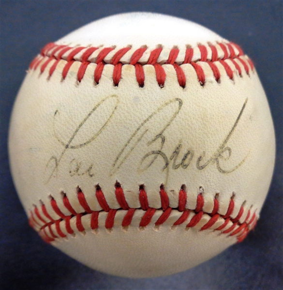 Lou Brock Autographed Baseball