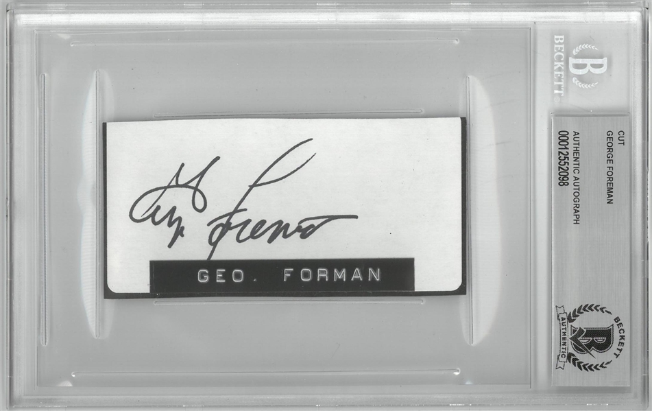 George Foreman Autographed 2x4 Cut