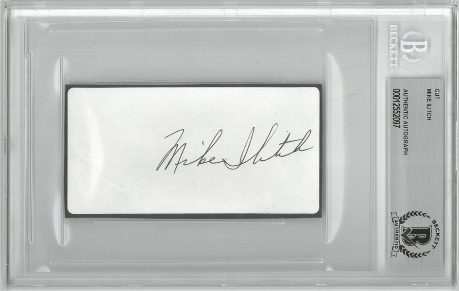 Mike Ilitch Autographed 2x4 Cut