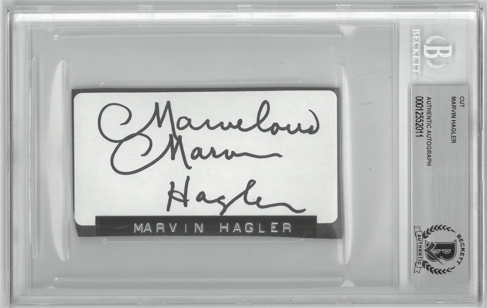 Marvin Hagler Autographed 2x4 Cut