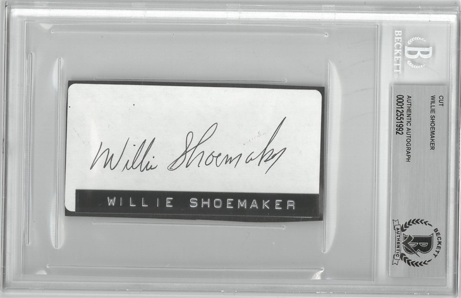 Willie Shoemaker Autographed 2x4 Cut