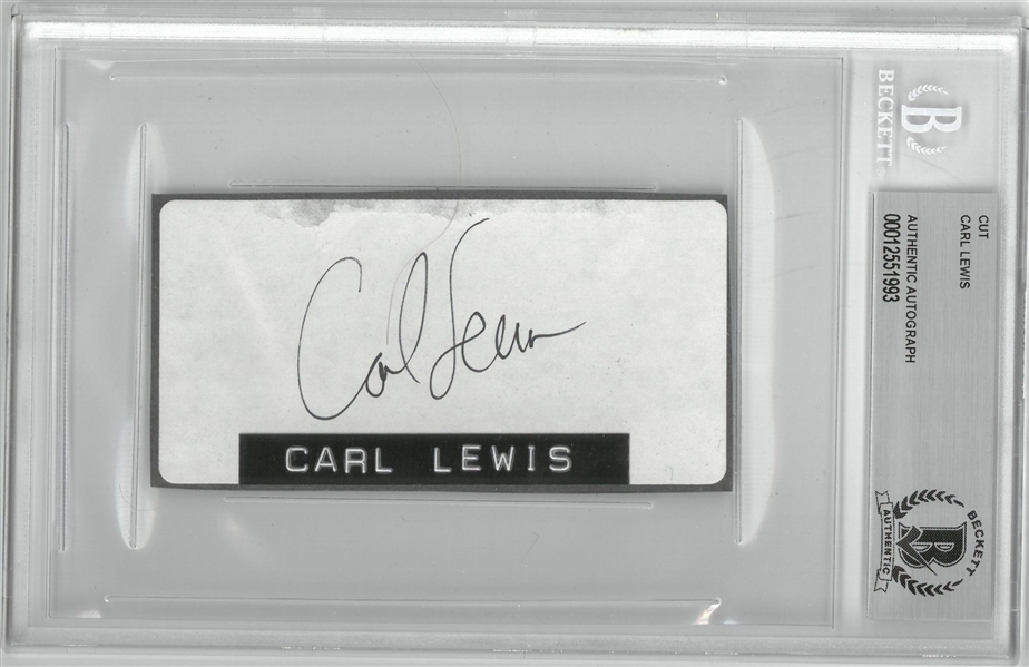 Carl Lewis Autographed 2x4 Cut