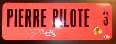 Pierre Pilote Autographed 6x18 Street Sign