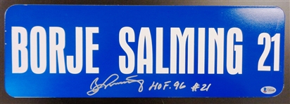 Borje Salming Autographed 6x18 Street Sign