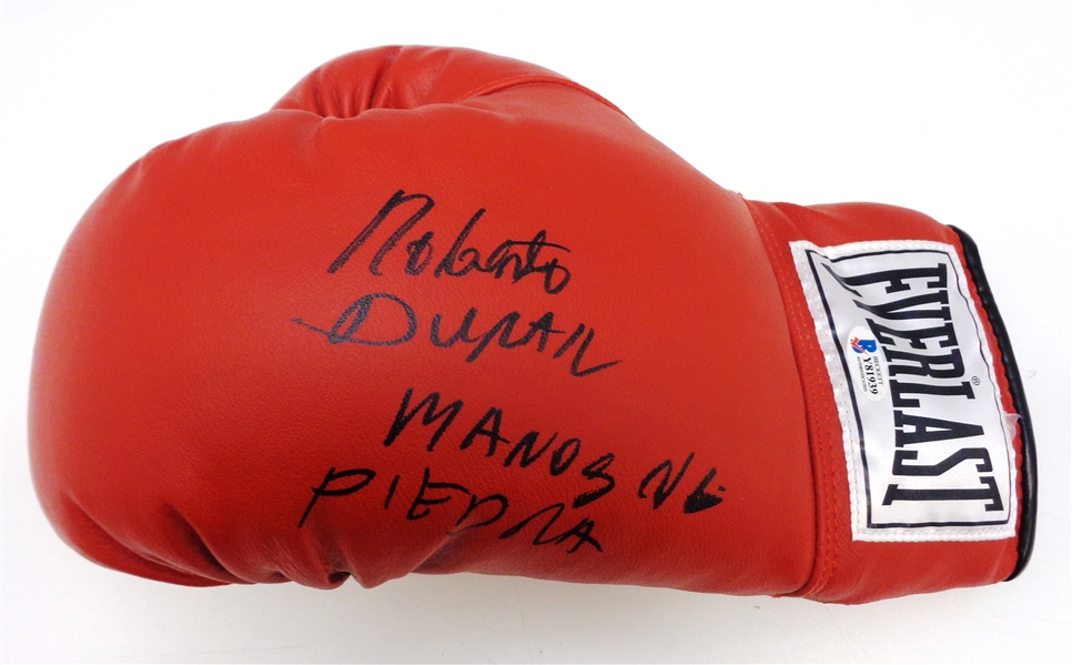 Roberto Duran Autographed Boxing Glove w Manos de Piedra