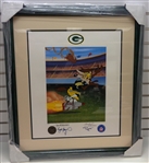 Brett Favre & Edgar Bennett Autographed Looney Toons Framed Litho (pick up only)