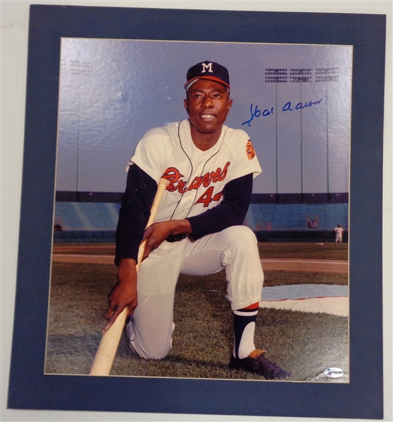 Hank Aaron Autographed Matted 16x20 Photo
