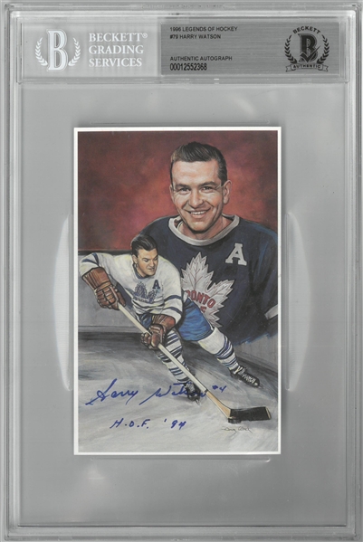 Harry Watson Autographed Legends of Hockey Card