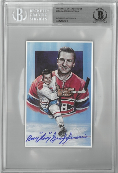 Boom Boom Geoffrion Autographed Legends of Hockey Card