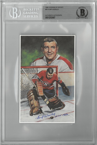 Gump Worsley Autographed Legends of Hockey Card