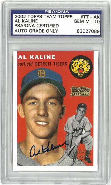 Al Kaline Autographed 2002 Topps PSA 10 Auto