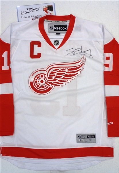 Steve Yzerman Autographed Red Wings Jersey Signed Above Logo (Kocur Collection)
