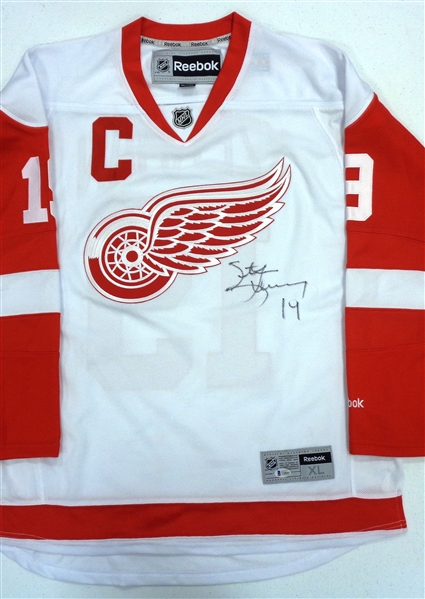 Steve Yzerman Autographed Red Wings Jersey Signed Below Logo