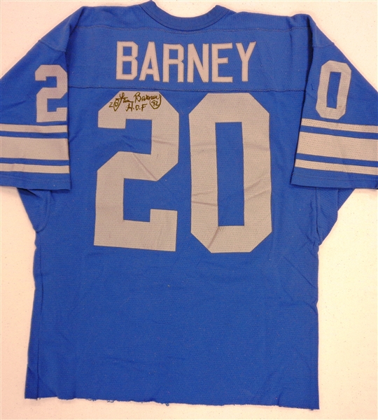 Lem Barney Autographed Vintage Lions Jersey