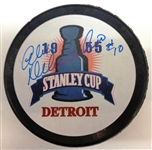 Alex Delvecchio Autographed Custom 1955 Red Wings Puck