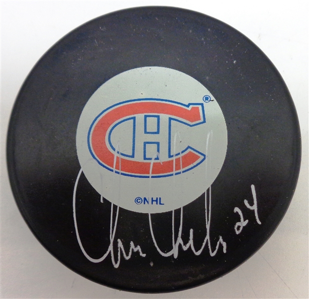 Chris Chelios Autographed Canadiens Puck