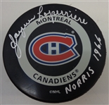 Jacques Laperriere Autographed Puck w/ 1966 Norris