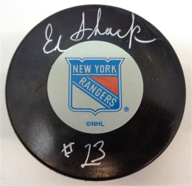Eddie Shack Autographed Rangers Puck