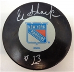 Eddie Shack Autographed Rangers Puck
