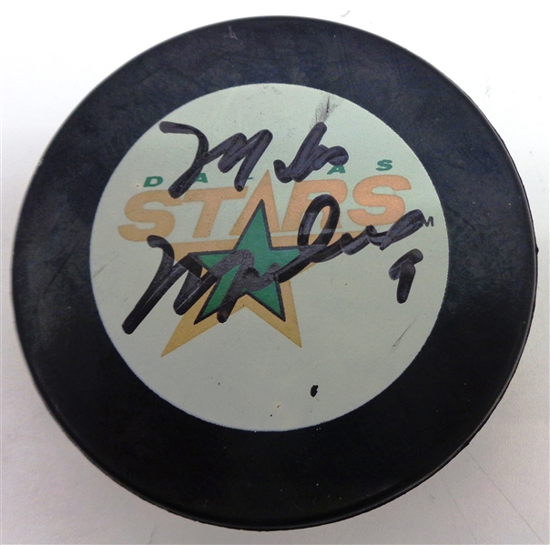 Mike Modano Autographed Dallas Stars Puck
