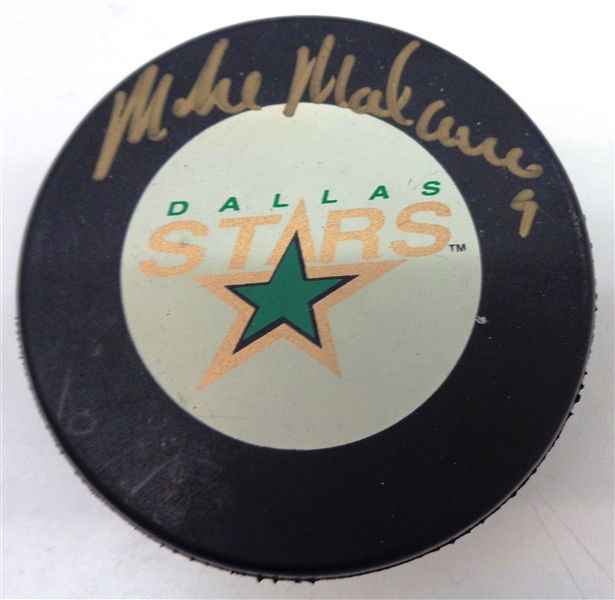 Mike Modano Autographed Dallas Stars Puck (Gold Auto)