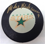 Mike Modano Autographed Dallas Stars Puck (Gold Auto)