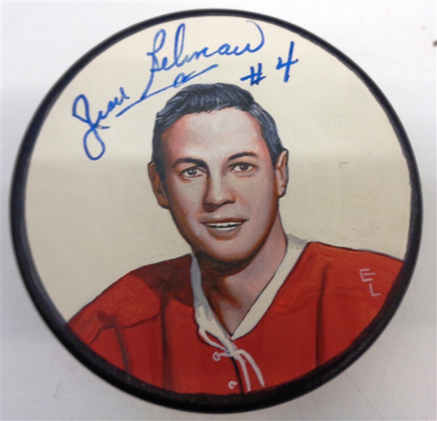 Jean Beliveau Autographed Hand Painted Puck
