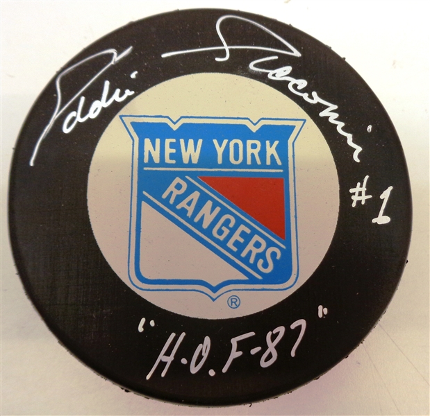 Eddie Giacomin Autographed Rangers Puck