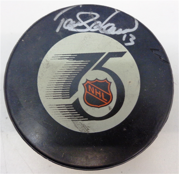 Teemu Selanne Autographed 75th Puck