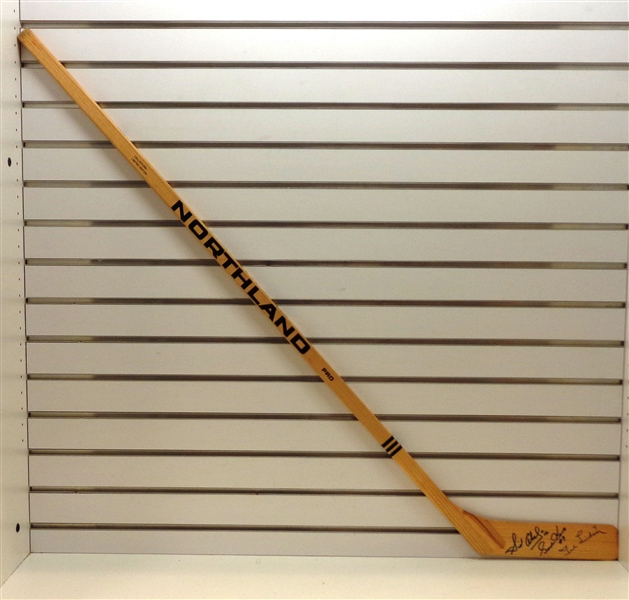 Production Line Autographed Northland Stick (Howe-Abel-Lindsay)