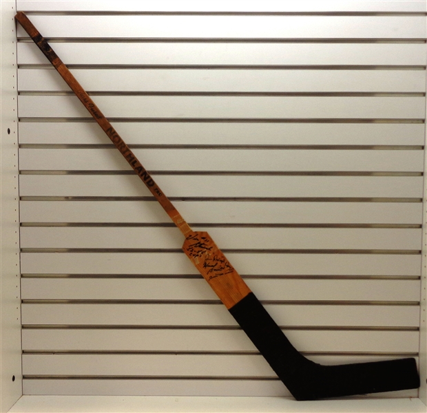 Vintage Goalie Stick Signed by 4 1950s Wings