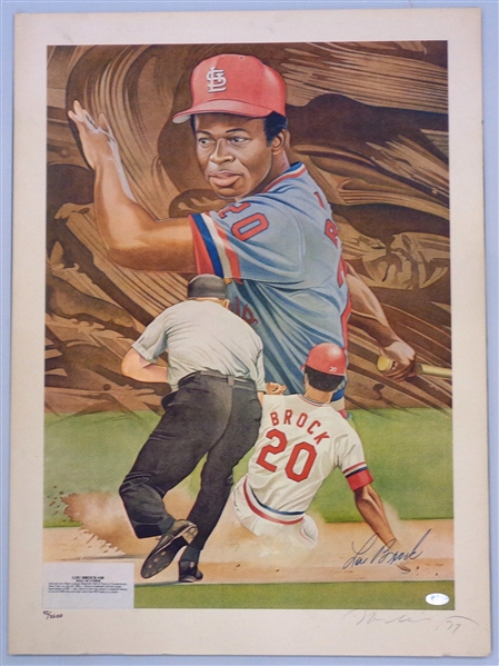 Lou Brock Autographed 21x28 Litho (Pick up only)