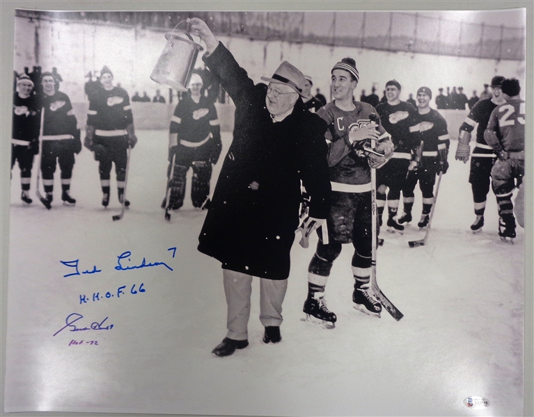 Gordie Howe & Ted Lindsay Autographed 16x20