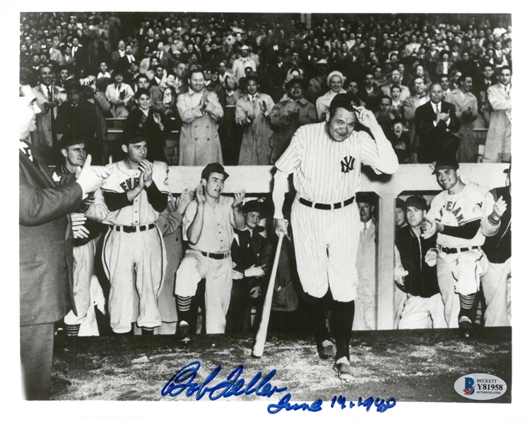 Bob Feller Autographed 8x10 Photo Babe Ruth Day