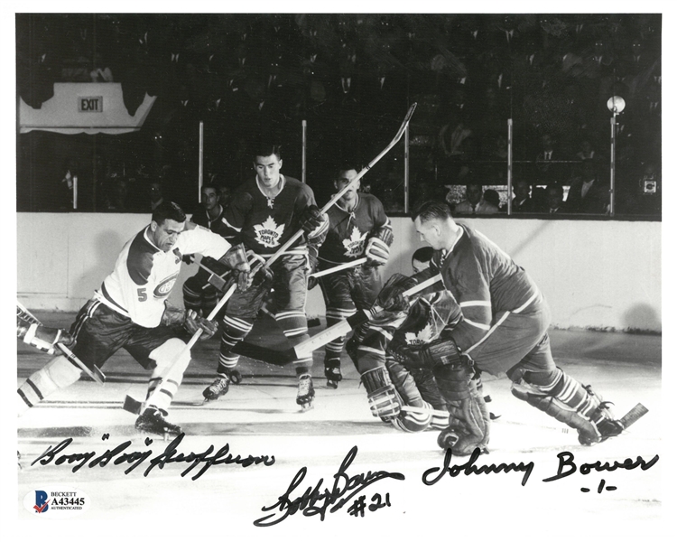 Geoffrion/Baun/Bower Autographed 8x10