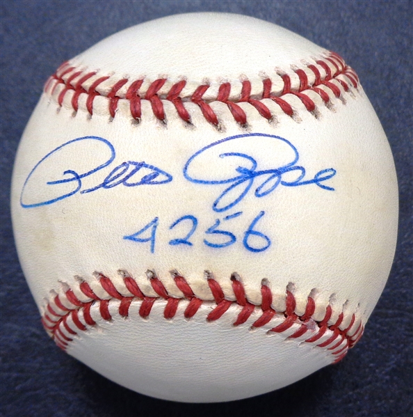 Pete Rose Autographed Baseball w/ 4256