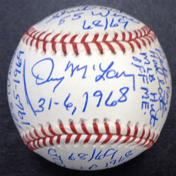 Denny McLain Autographed Fully Inscribed Stat Baseball