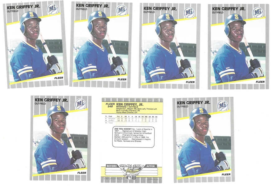 (7) Ken Griffey, Jr 1989 Fleer Rookie Cards