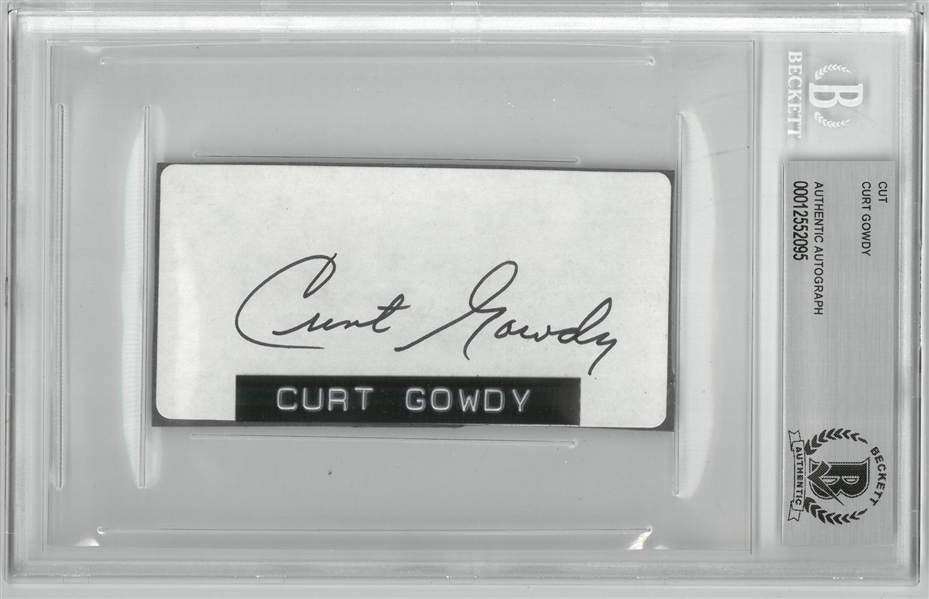 Curt Gowdy Autographed 2x4 Cut