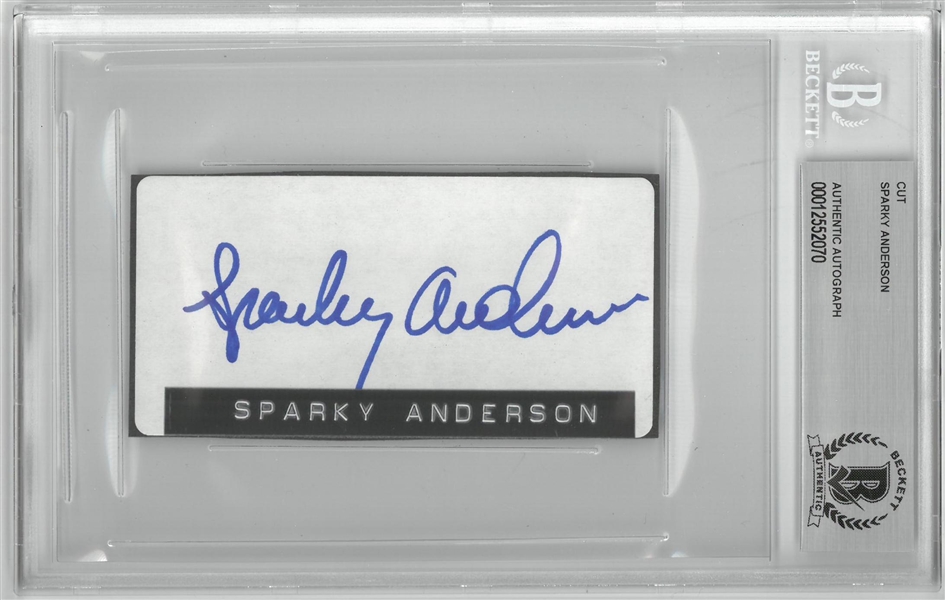 Sparky Anderson Autographed 2x4 Cut